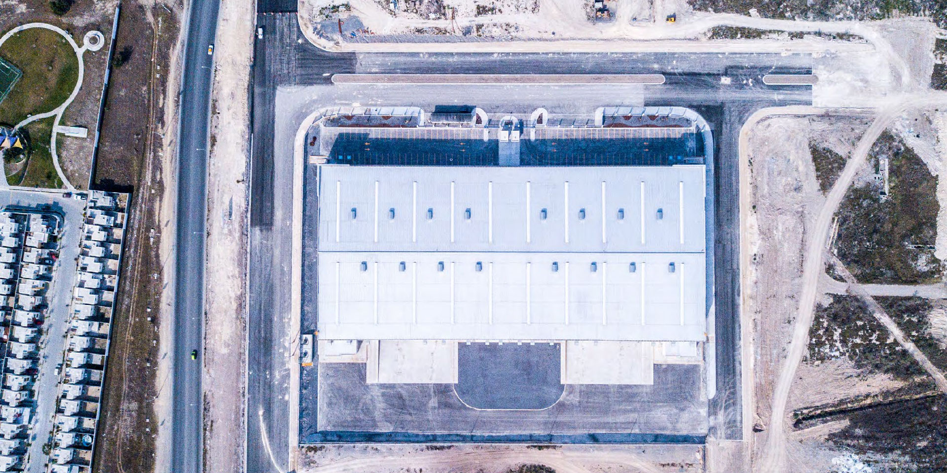 Drone photograph of a DAVISA industrial park located in Apodaca