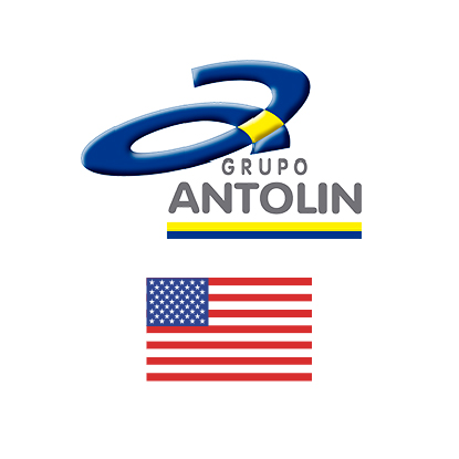 Grupo Antolin logo with american flag. Client of DAVISA Industrial: Development Leader.