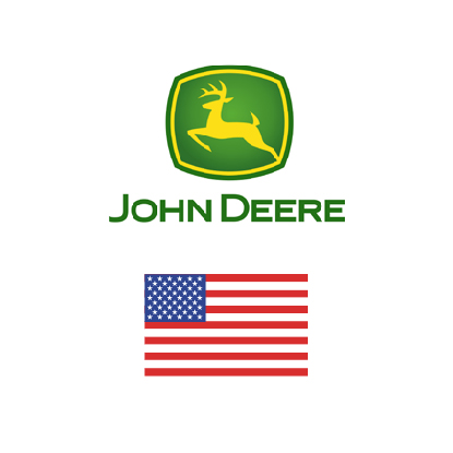 John Deere logo with american flag. Client of DAVISA Industrial: Development Leader.