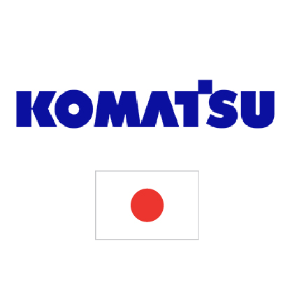 Komatsu logo with japanese flag. Client of DAVISA Industrial: Development Leader.