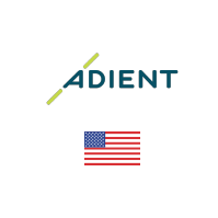 Adient logo with American flag. Client of DAVISA Industrial: Development Leader.