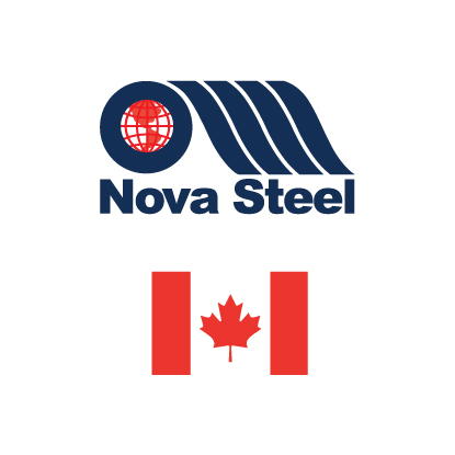 Nova Steel logo with canadian flag. Client of DAVISA Industrial: Development Leader.
