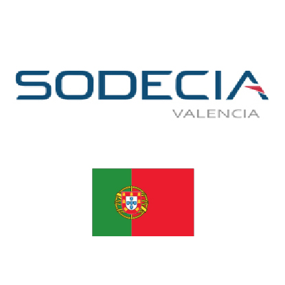 Sodecia Valencia logo with portugese flag. Client of DAVISA Industrial: Development Leader.