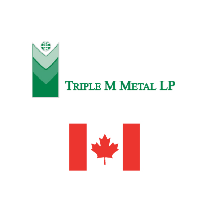 Triple M Metal LP logo with canadian flag. Client of DAVISA Industrial: Development Leader.