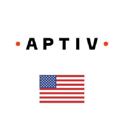 APTIV logo with American flag. Client of DAVISA Industrial: Development Leader.