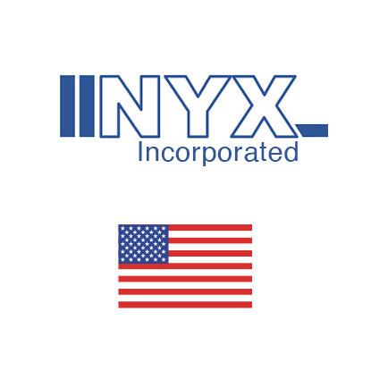NYX Incorporated logo with american flag. Client of DAVISA Industrial.