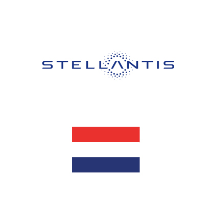 Stellantis logo with dutch flag. Client of DAVISA Industrial.